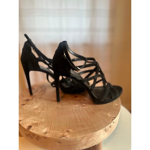 Michael Kors Black Suede Strappy Heels – Size 10M - Picture 1 of 9